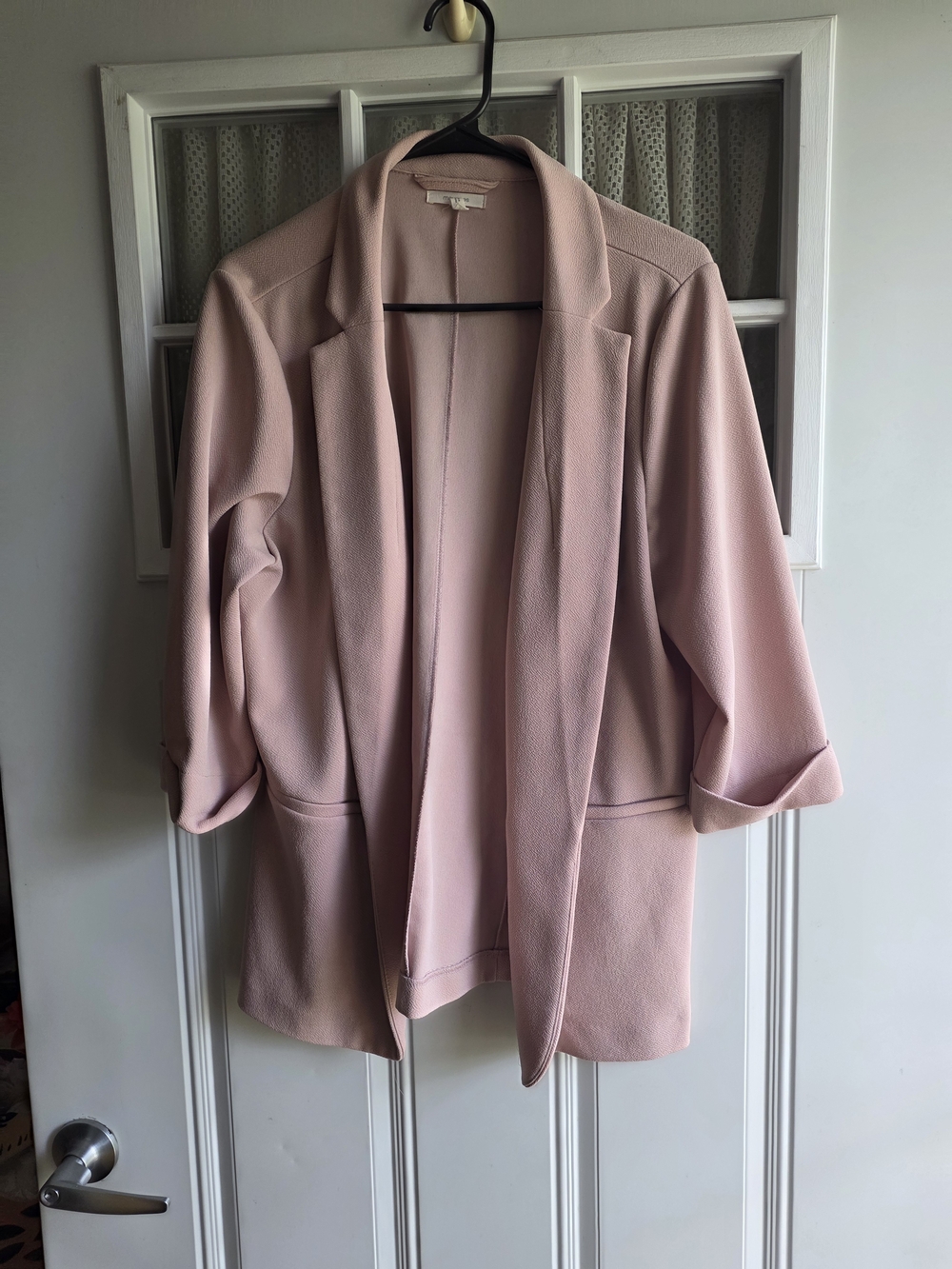 Women's Blush Pink Open-Front Blazer Jacket
